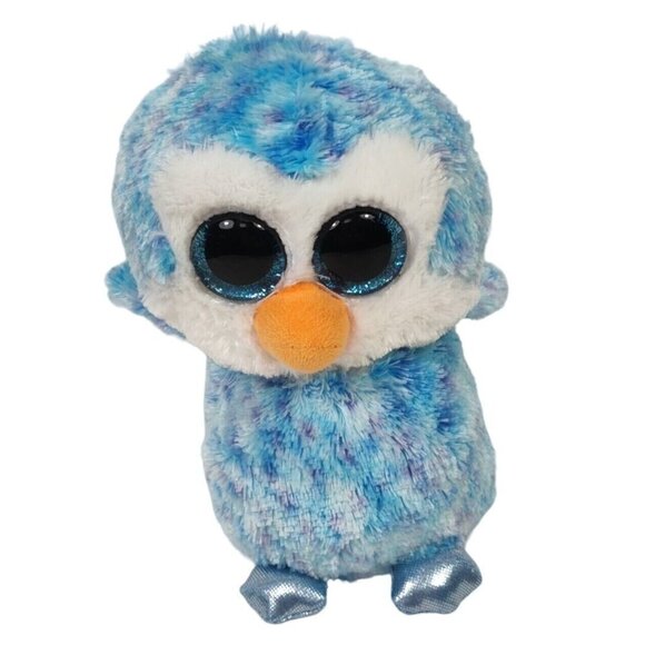 Ty Beanie Boos Ice Cube Blue Penguin Plush Stuffed Animal  2015 Glitter Eyes - Picture 1 of 8